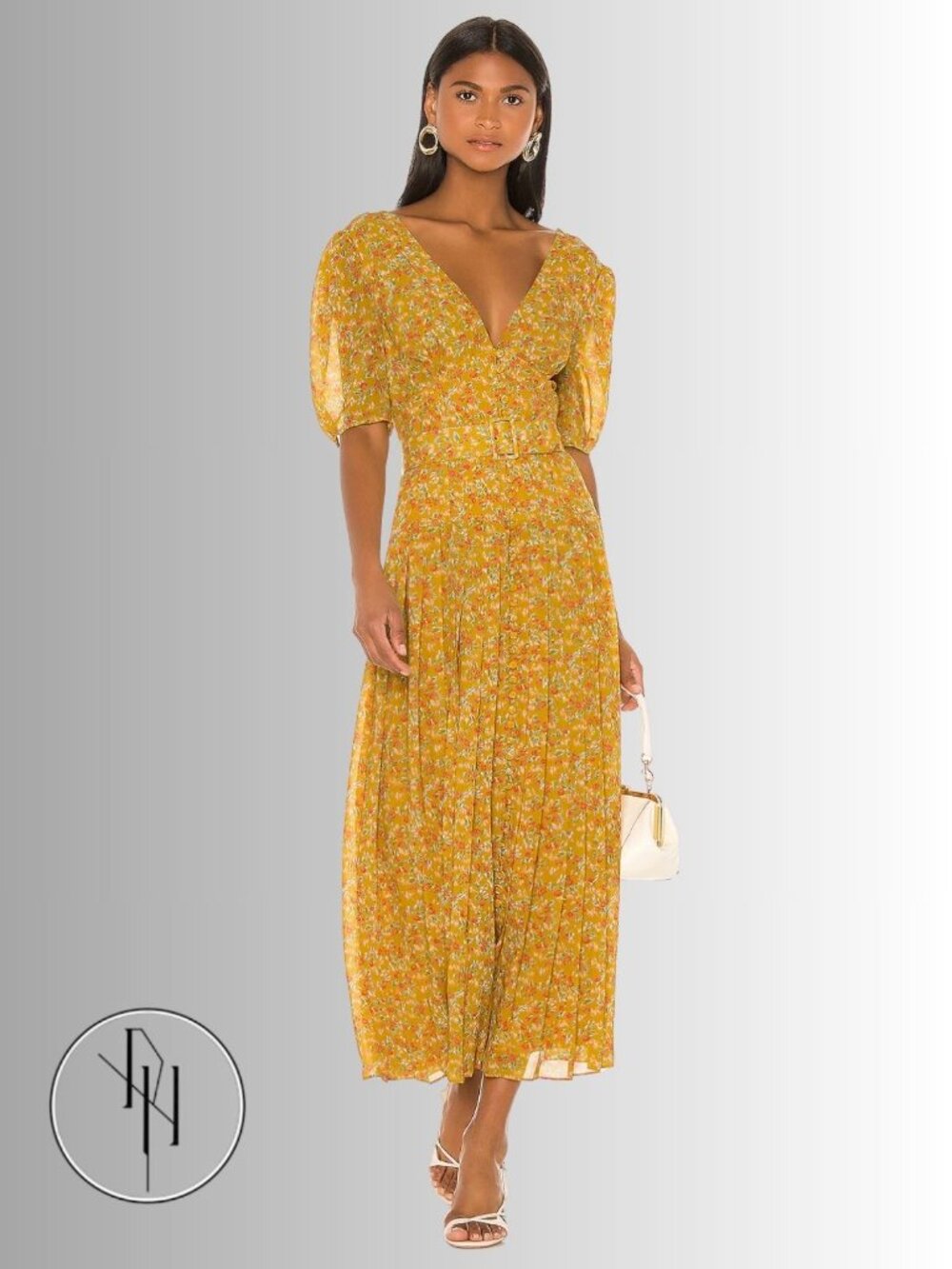 Divine Heritage Sweet Virginia Ditsy Maxi Dress in Sunflower
